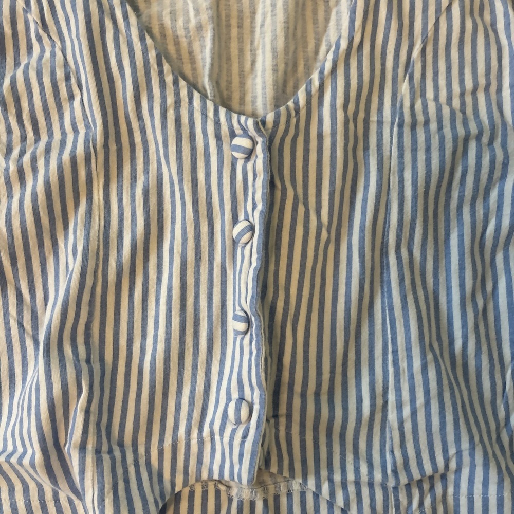 Victoria's Secret Lounge Set Blue White Stripes Pants Vest Y2K Pajamas Small VTG - Picture 6 of 9